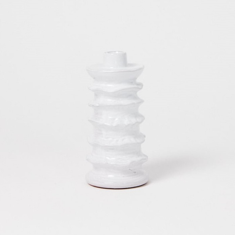 CANDLEHOLDER SPIRAL WHITE CERAMICS - CANDLE HOLDERS, CANDLES